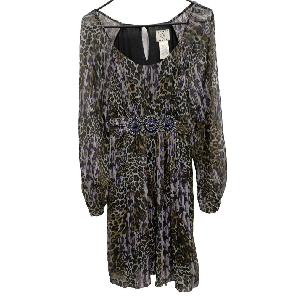 VTG Y2K Ice Babydol Dress Womens Sz 6 Animal Print Beaded Fairy Romantic Party